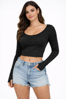 NWT Halara Softlyzero Airy Cropped Long Sleeve Thumbhole Top Black Size XS