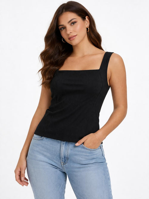 NWT Halara Square Neck Tank Top Black Size Small