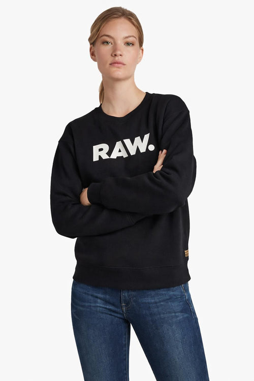 NWT G-Star RAW Women's Premium Core Crewneck Sweatshirt Black Small $110 MSRP