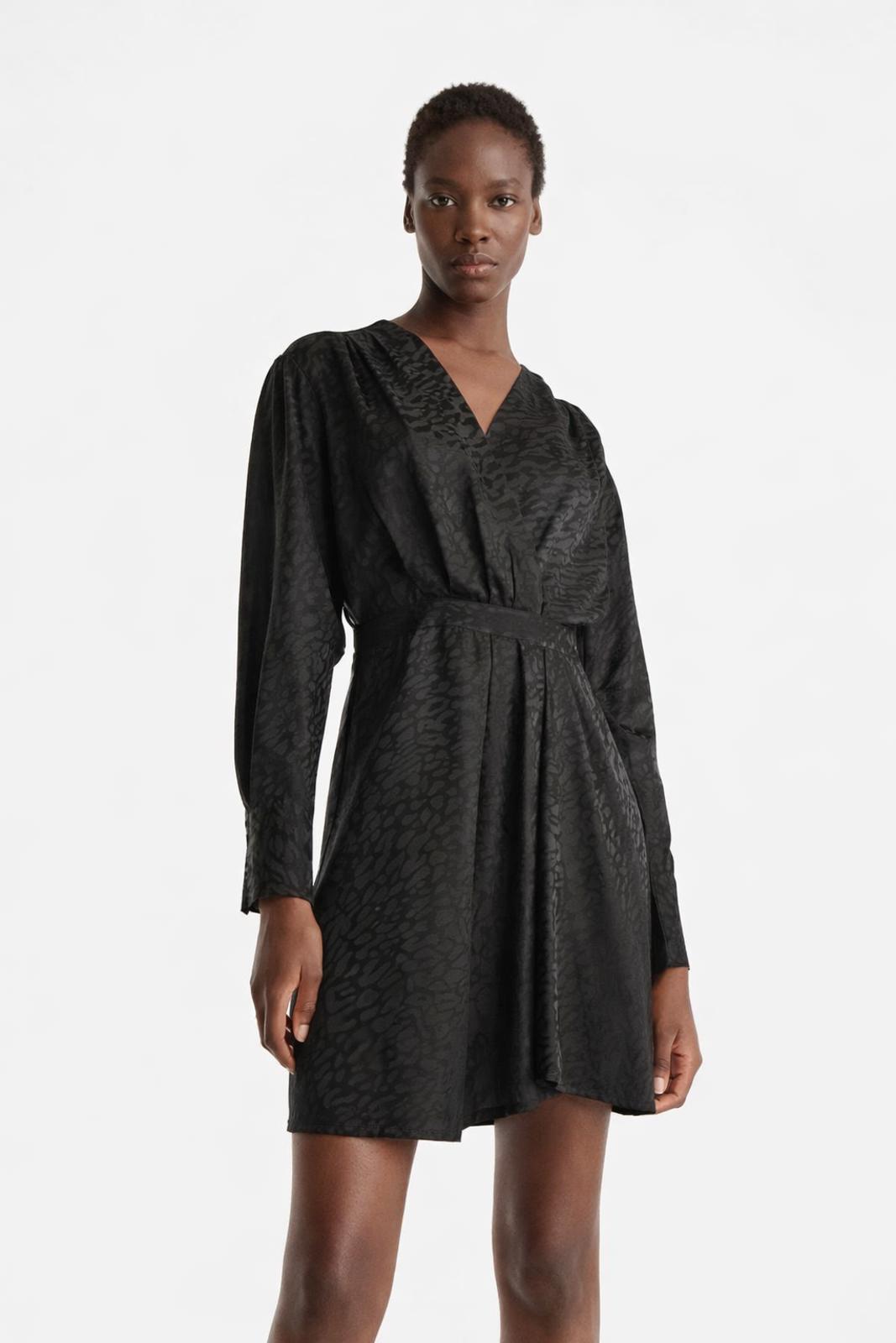 The Kooples Jacquard Leopard V-Neck Short Dress Viscose/Silk Blend US Small NWT