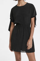 The Kooples Black Tie Sleeve Mini Dress Silk Viscose Blend Size US Medium NWT