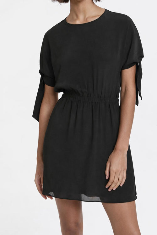 The Kooples Black Tie Sleeve Mini Dress Silk Viscose Blend Size US Medium NWT