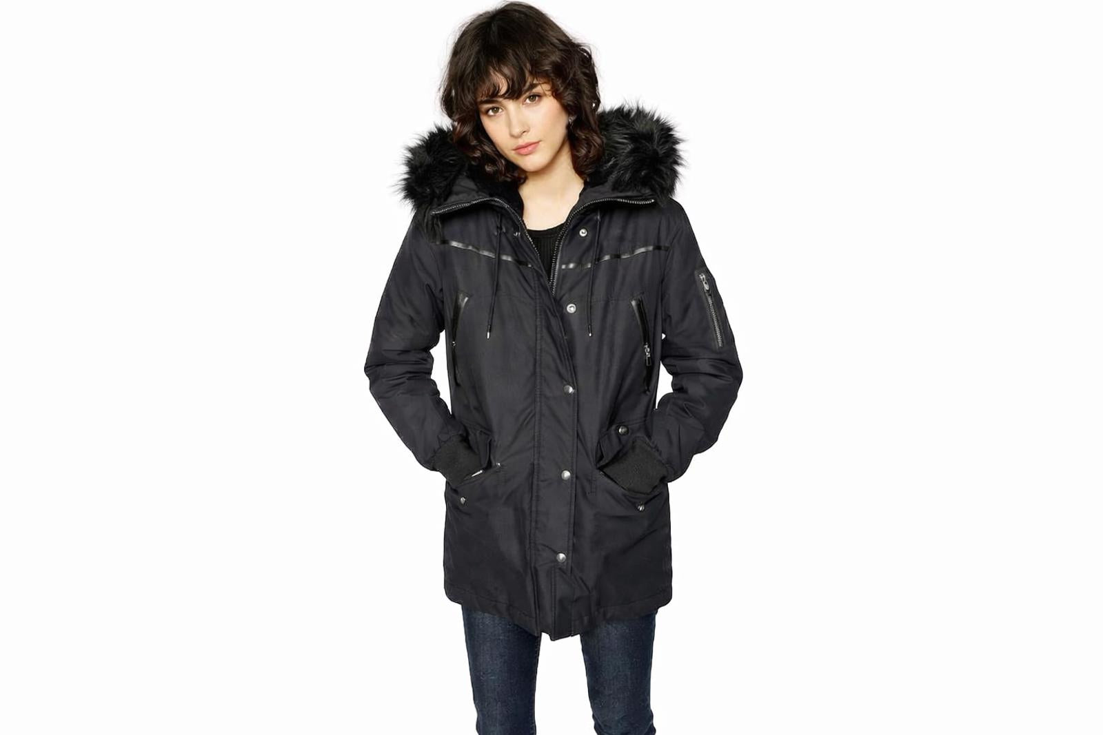 The Kooples Faux Fur Hood Parka Black Women’s XXS NWT MSRP $825