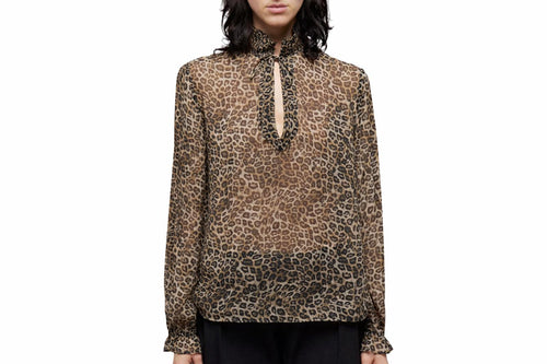The Kooples Leopard Print Peasant Blouse 100% Viscose Size 1 US Small $215 NWT