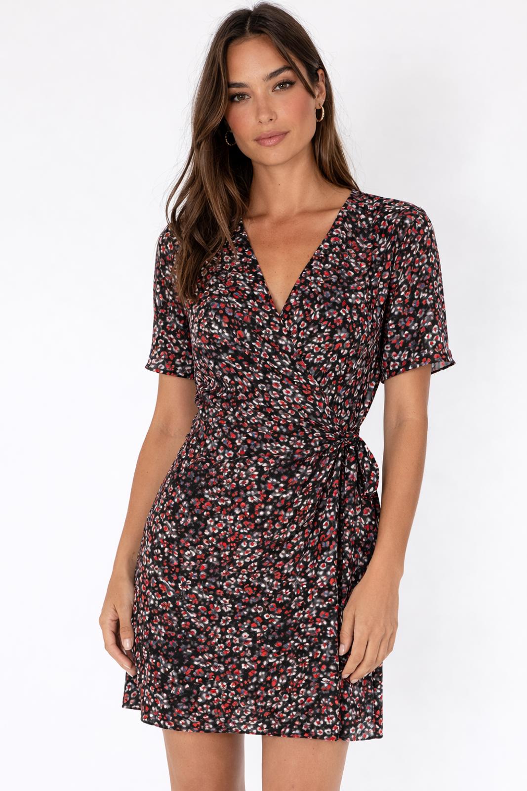 The Kooples Flowers Dot Wrap Dress 100% Viscose US Size Small / FR 1 NWT $295