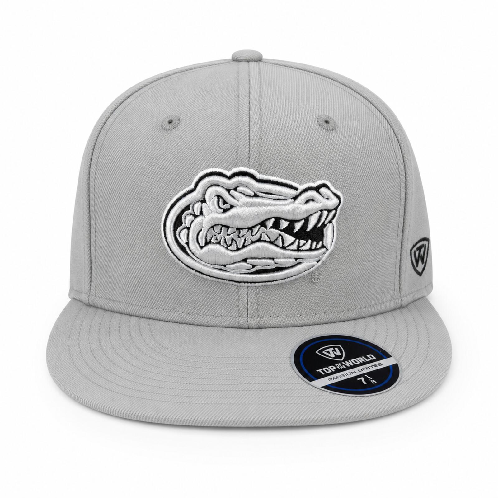 NWT Top Of The World Florida Gators Fitted Hat Cap 7 1/8 Gray White NCAA