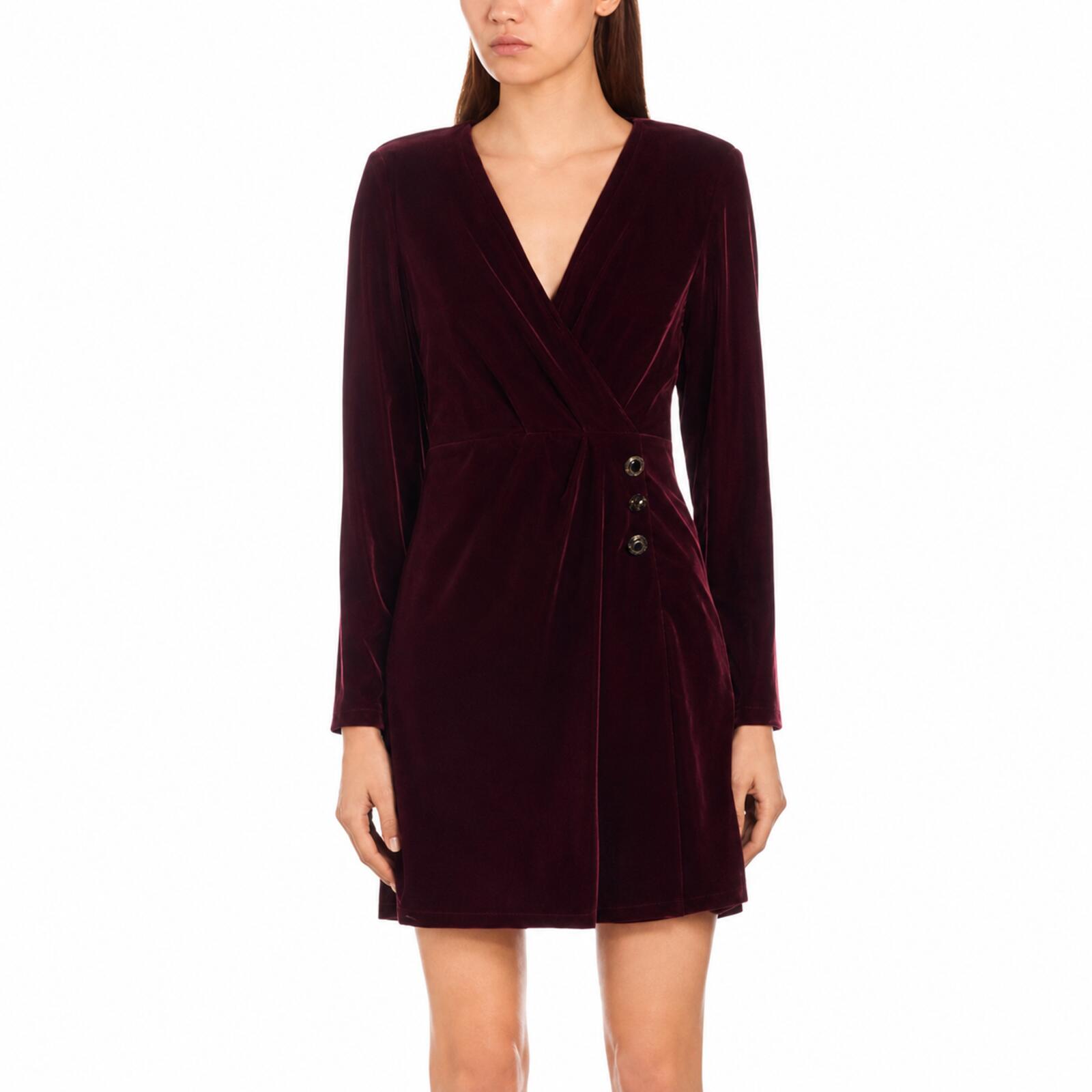 NWT The Kooples Velvet Faux Wrap Mini Dress US Small / FR 1 Burgundy