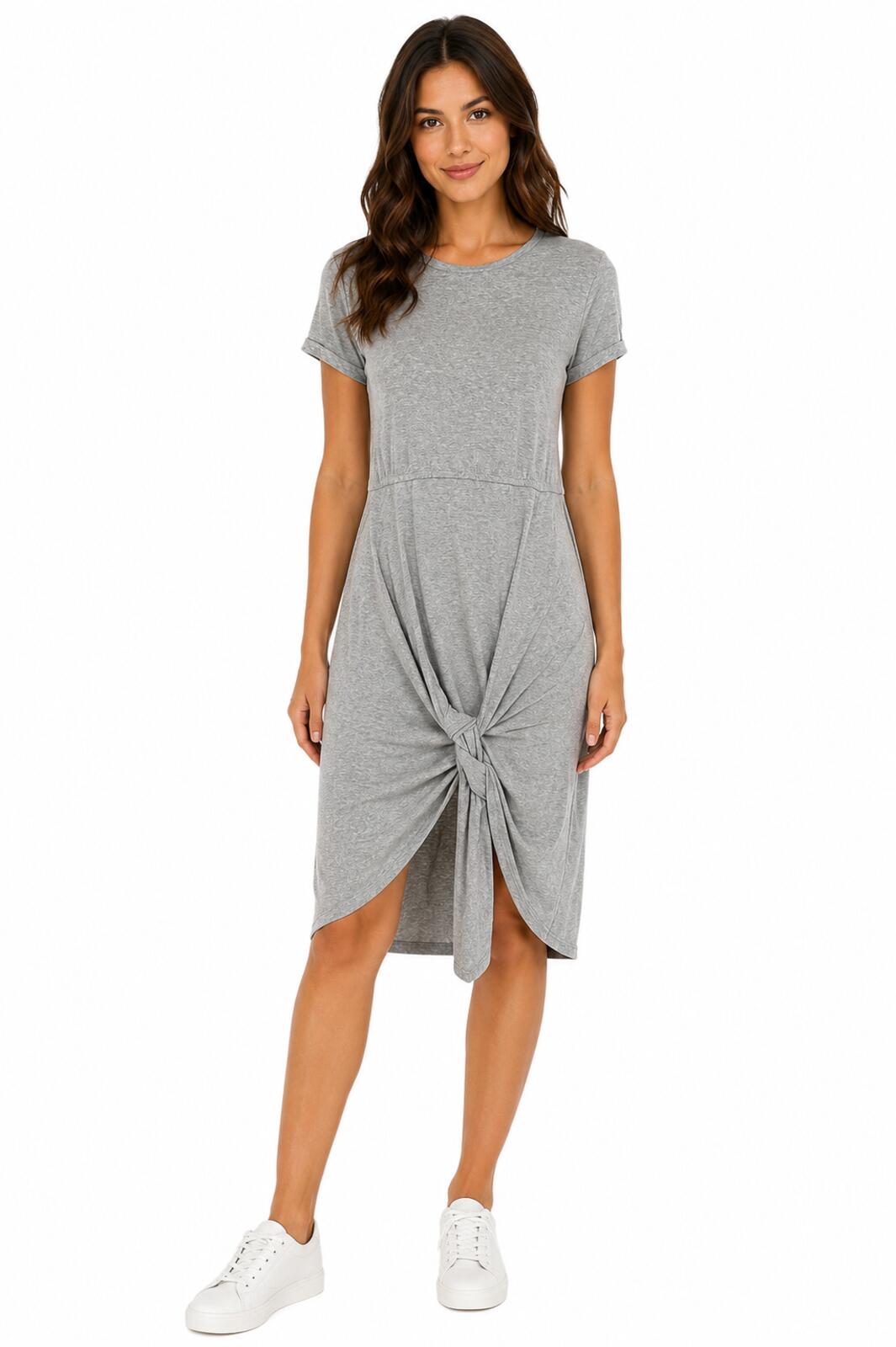 NWT LBLC The Label Kelly Wrap Dress Heather Gray Short Sleeve Women’s Size Large