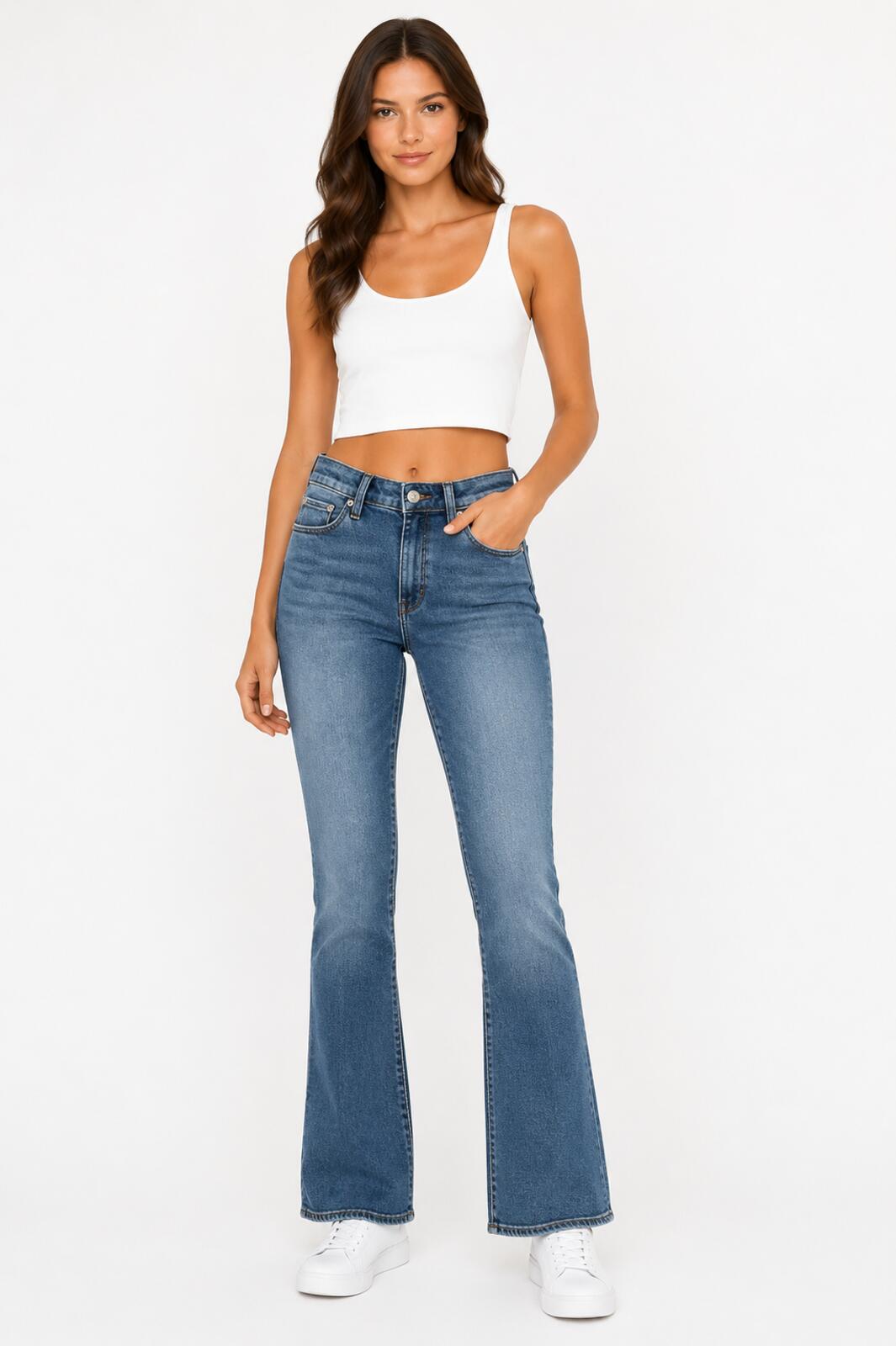 NWT LNDN Women’s Dark Wash Flare Jeans High Rise Denim Size 25
