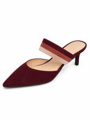 NWB Bandolino Women’s Faux Suede Pointed Toe Mule Heels Burgundy Multi Size 7