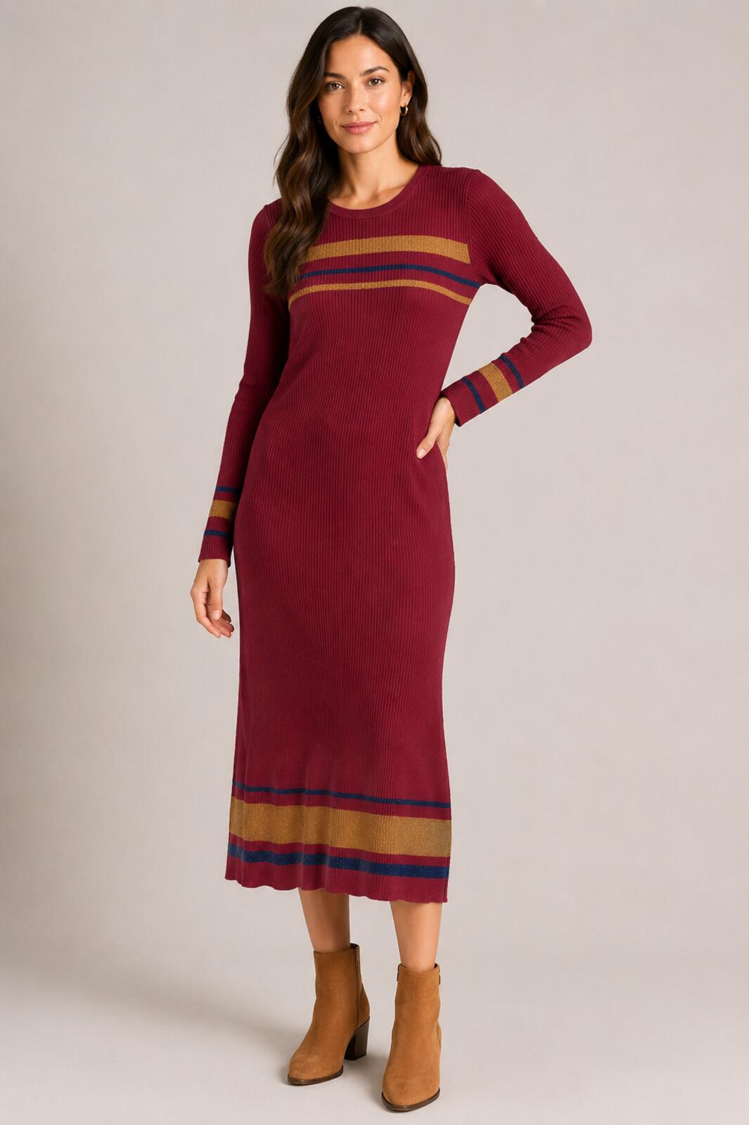 NWT G by Giuliana Ribbed Stripe Midi Sweater Dress XS