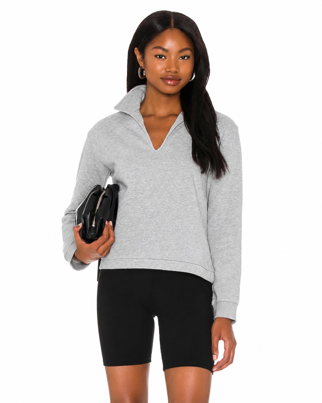 NWT LBLC The Label Tamara V-Neck Pullover Heather Gray XS