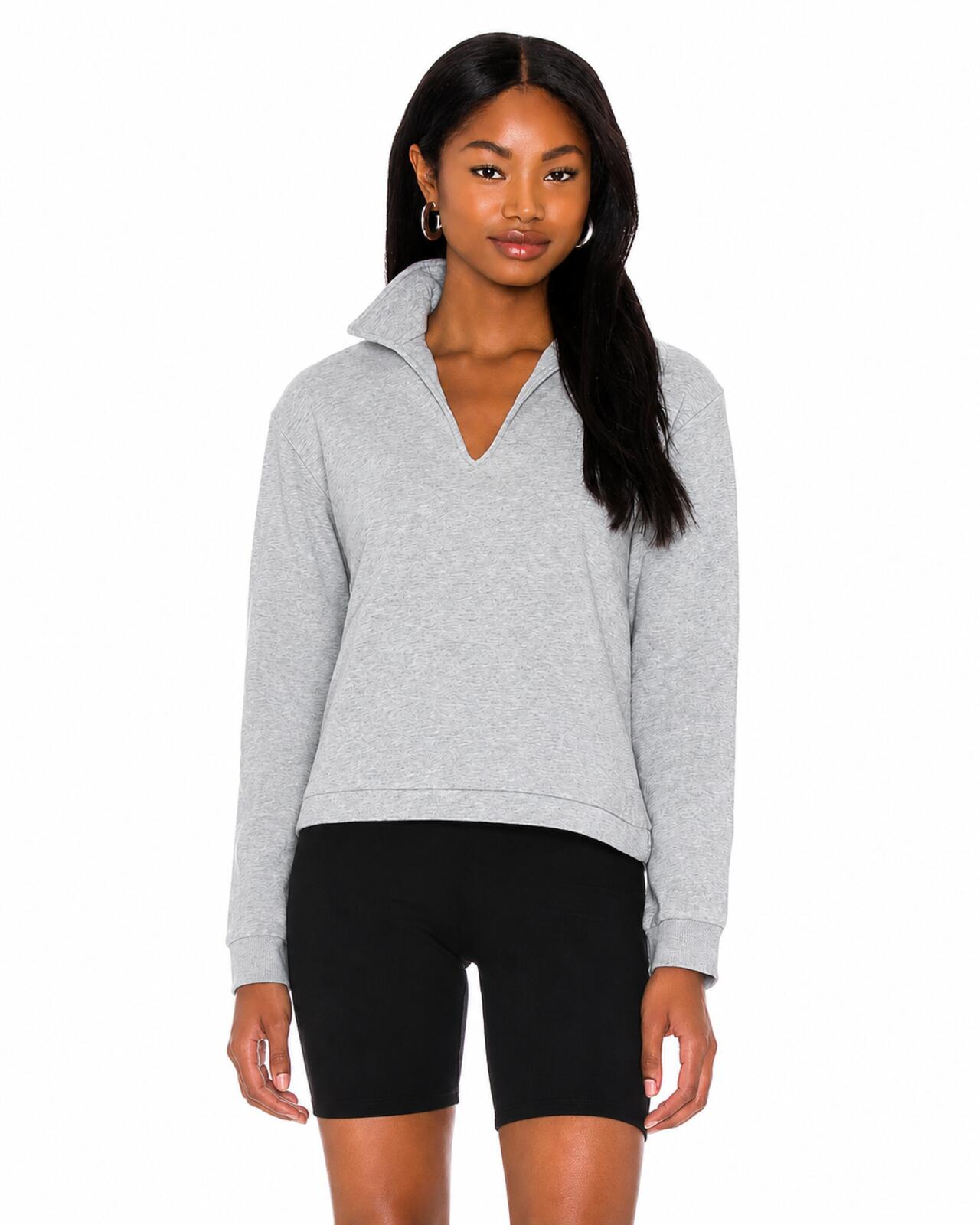 NWT LBLC The Label Tamara V-Neck Pullover Heather Gray XS