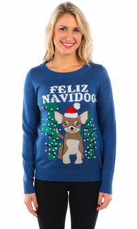 NWT Tipsy Elves Feliz Navidog Christmas Sweater Women's Size Small
