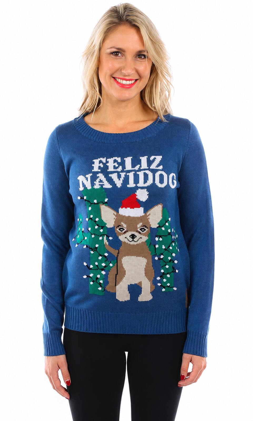 NWT Tipsy Elves Feliz Navidog Christmas Sweater Women's Size Small