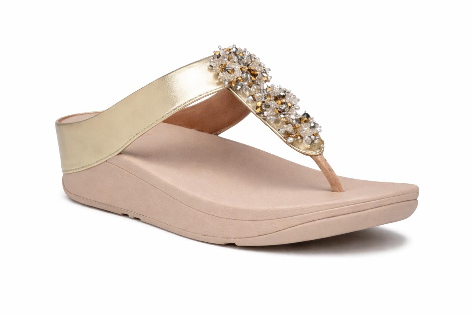 FitFlop Galaxy Toe Wedge Flip Flop Women’s US 9 Platino Sandals NWB