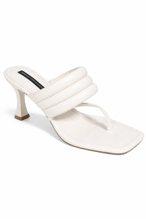 French Connection Heels White Thong Strap Square Toe Padded Sandals US 8.5 NWB