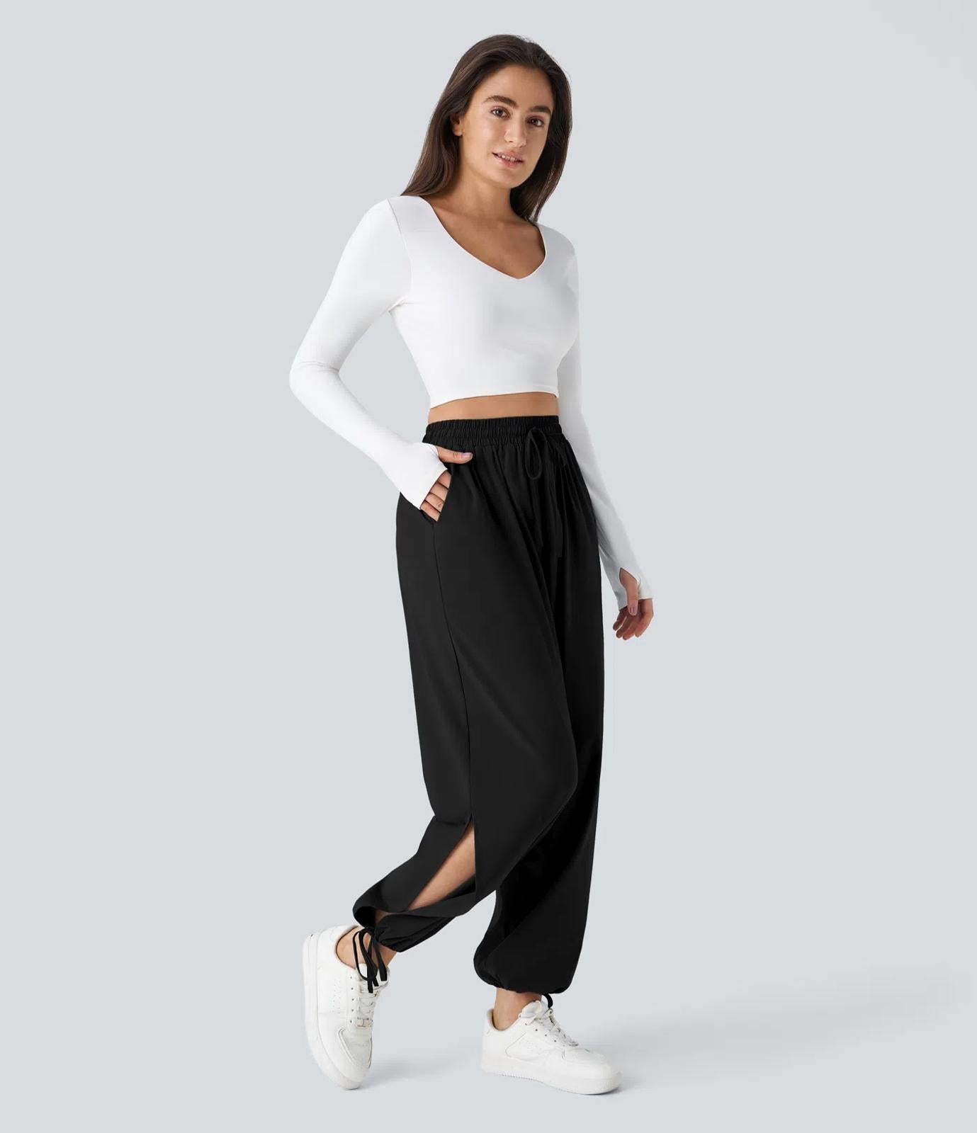 NWT Halara Breezeful High Waisted Drawstring Pocket Hem Casual Joggers XS