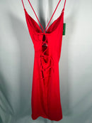 NWT Halara SoftlyZero Airy Crossover Ruched Lace Up Bodycon Dress Mars Red Small