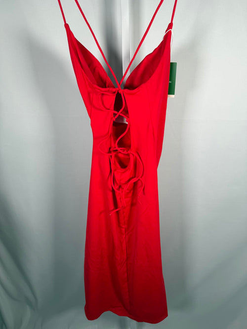 NWT Halara SoftlyZero Airy Crossover Ruched Lace Up Bodycon Dress Mars Red Small