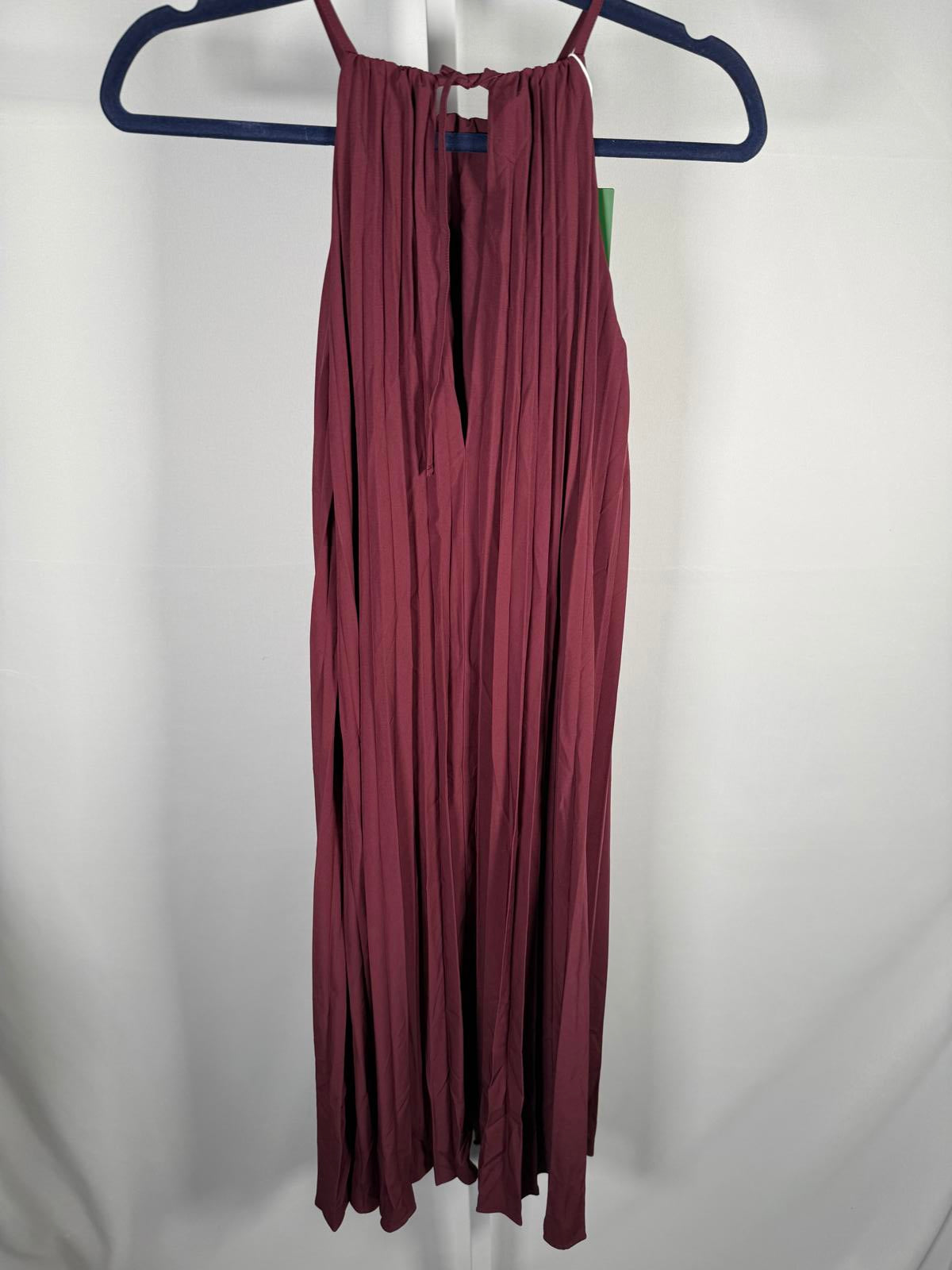 NWT Halara Breezeful Halter Tie Back Plissé Midi Dress Sleeveless Small
