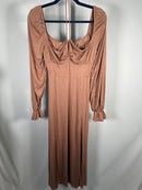 NWT Halara Square Neck Tie Front Flounce Sleeve Midi Dress Size Medium