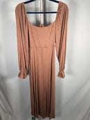 NWT Halara Square Neck Tie Front Flounce Sleeve Midi Dress Size Medium