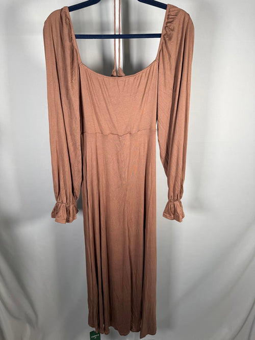 NWT Halara Square Neck Tie Front Flounce Sleeve Midi Dress Size Medium