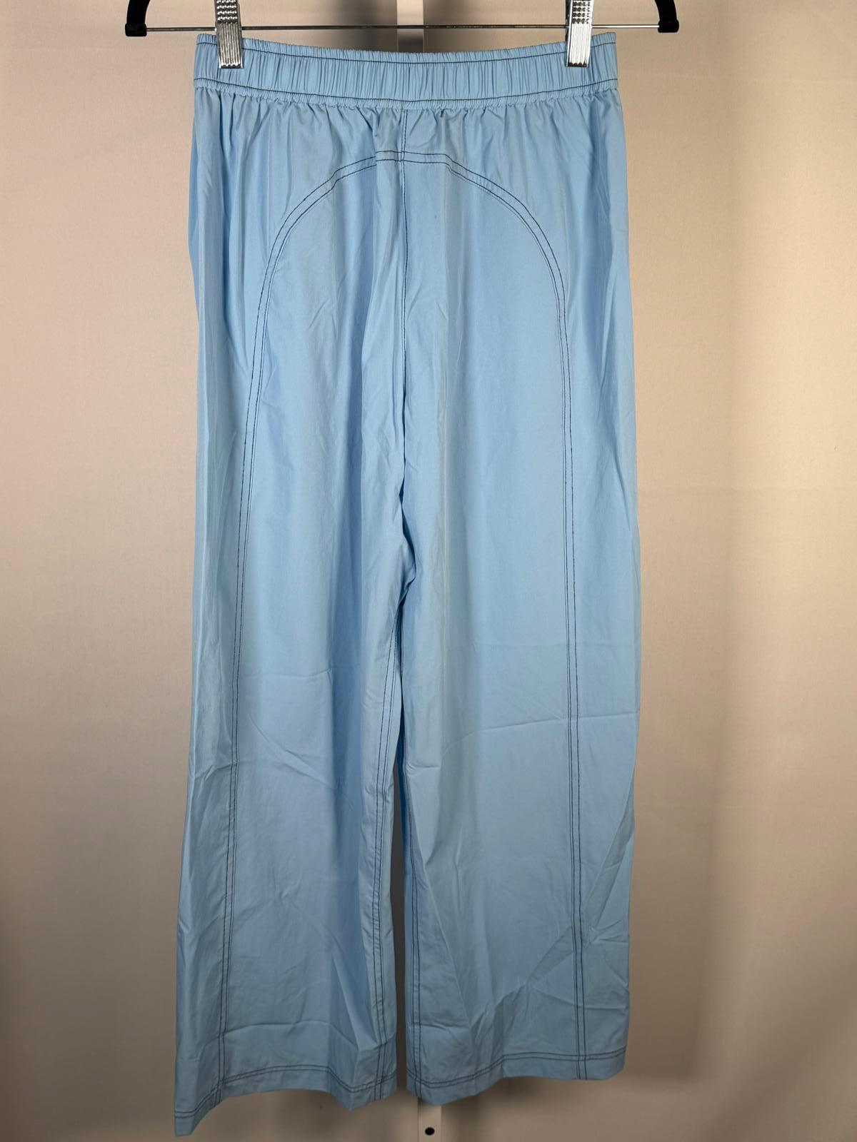NWT Halara High Waisted Contrast Stitch Flare Pants Light Blue Size XS
