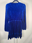 NWT Halara Deep V Neck Long Sleeve Ruffled Hem Velvet Mini Dress Size Large