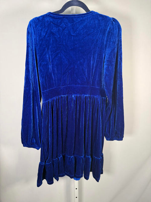 NWT Halara Deep V Neck Long Sleeve Ruffled Hem Velvet Mini Dress Size Large