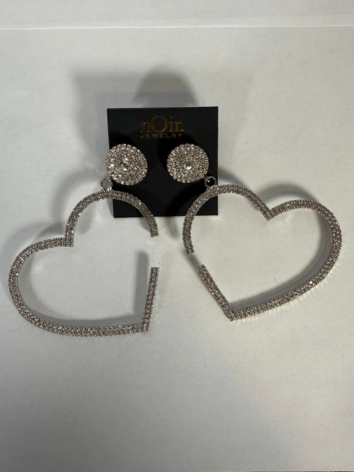 NWT nOir Jewelry Heart Shaped Rhinestone Earrings
