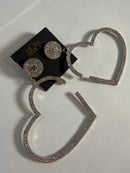 NWT nOir Jewelry Heart Shaped Rhinestone Earrings