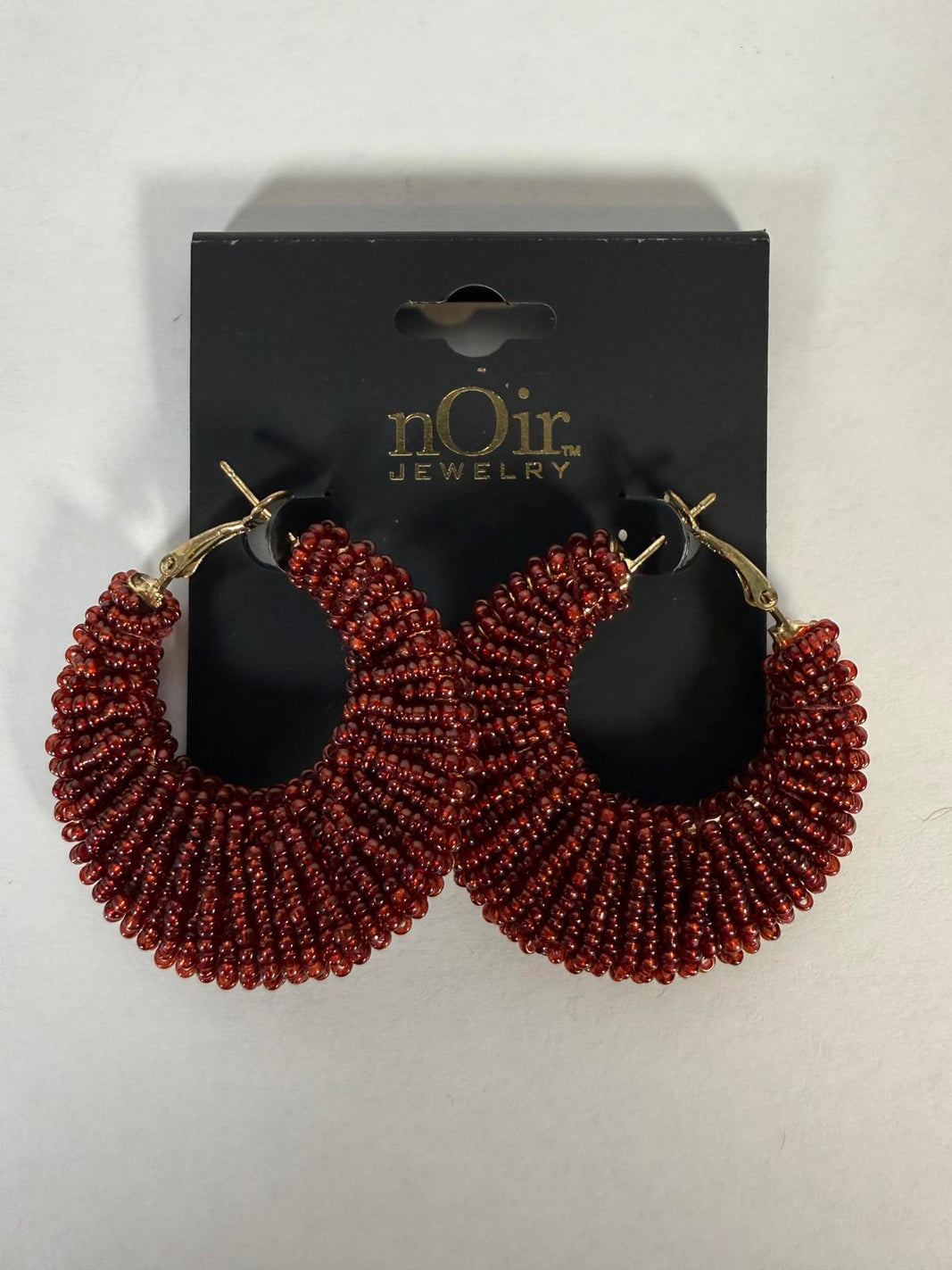 NWT nOir Jewelry Red Beaded Hoop Earrings