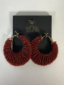 NWT nOir Jewelry Red Beaded Hoop Earrings
