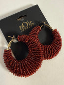 NWT nOir Jewelry Red Beaded Hoop Earrings