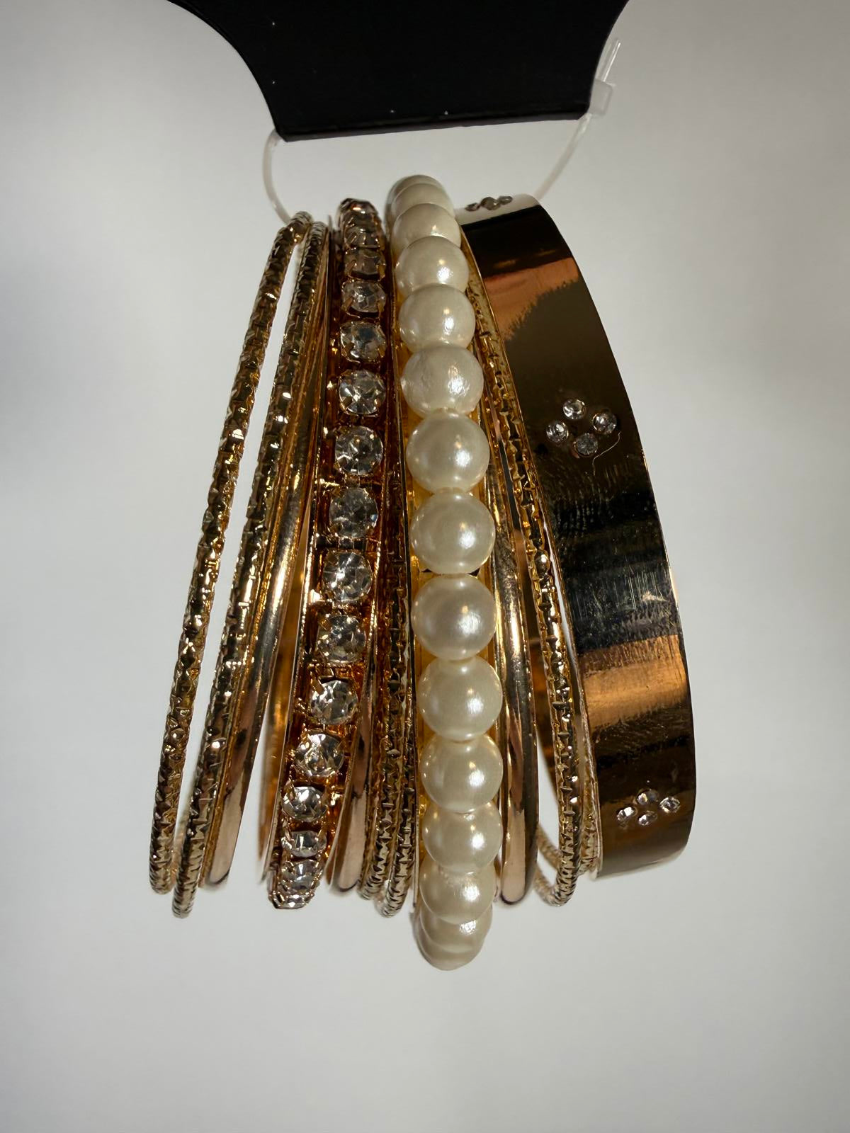 NWT nOir Gold Tone and Pearl Bangle Set