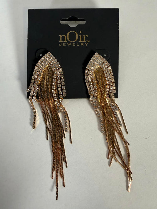 NWT nOir Jewelry Gold Tone and Rhinestone Dangle Earrings