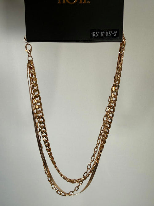 NWT nOir Gold Tone Multi Chain Necklace