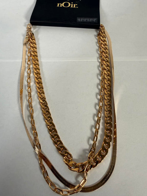 NWT nOir Gold Tone Multi Chain Necklace