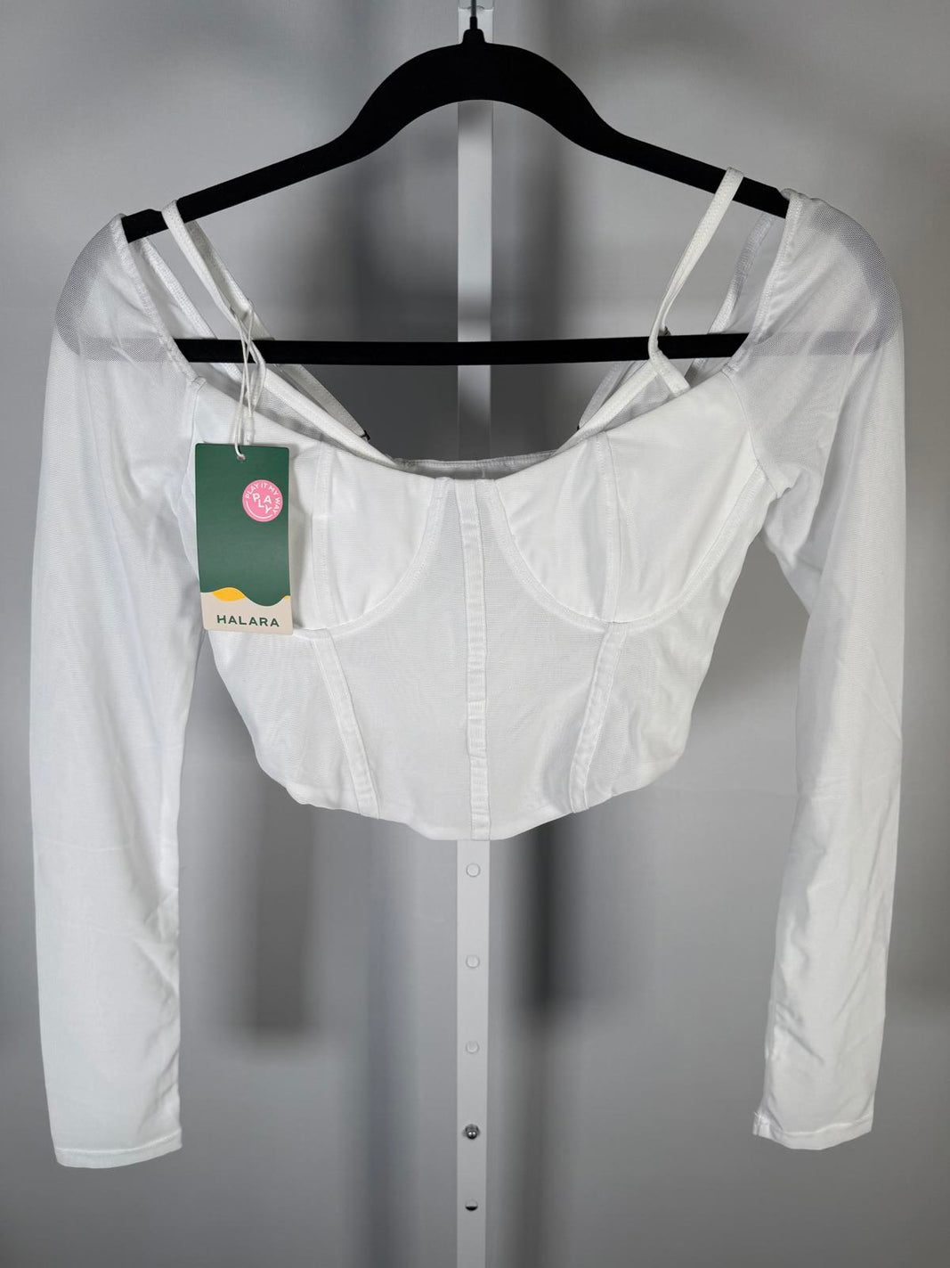 NWT Halara Cropped Long Sleeve Yoga Top White Size XS