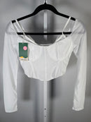 NWT Halara Cropped Long Sleeve Yoga Top White Size XS