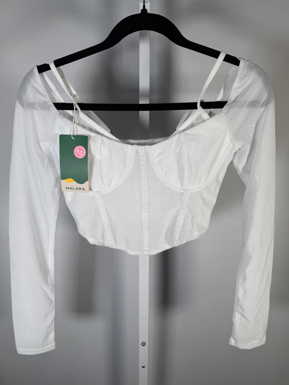 NWT Halara Cropped Long Sleeve Yoga Top White - Size XS