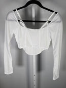 NWT Halara Cropped Long Sleeve Yoga Top White Size XS