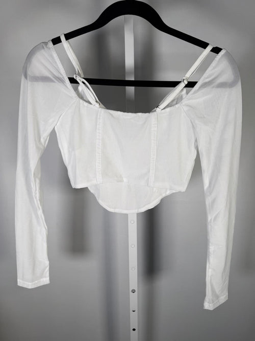 NWT Halara Cropped Long Sleeve Yoga Top White Size XS