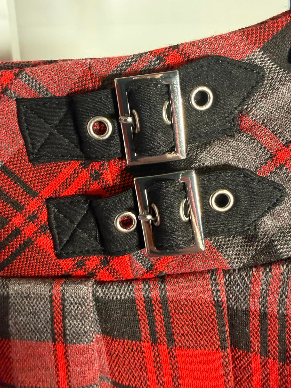 NWT Halara High Waisted Decorative Buckle 2-in-1 Plaid Pleated Mini Skirt - XS
