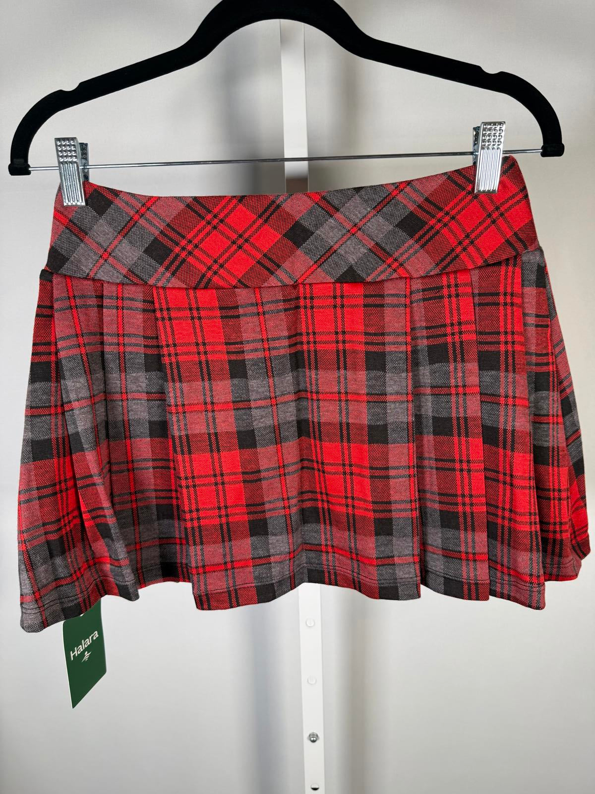 NWT Halara High Waisted Decorative Buckle 2-in-1 Plaid Pleated Mini Skirt - XS
