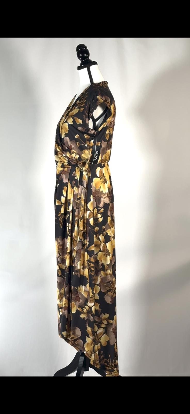NWT SLNY SL Fashions Print Faux Wrap Maxi Dress Women's Size 6