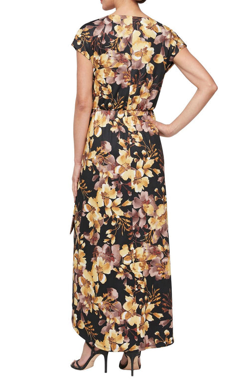 NWT SLNY SL Fashions Print Faux Wrap Maxi Dress Women's Size 6