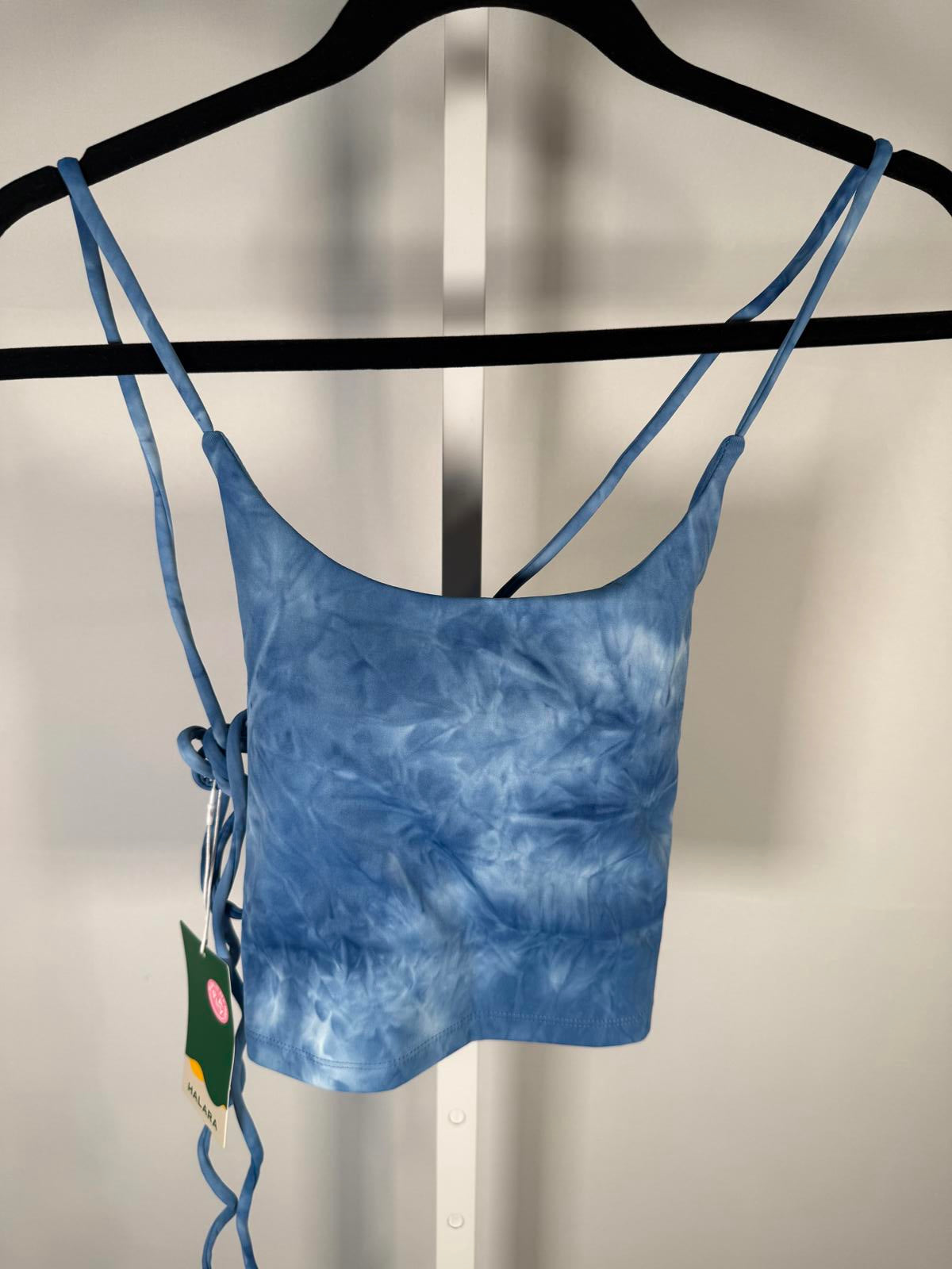 NWT Halara Blue Tie-Dye Cropped Tank Top with Adjustable Back Size Small